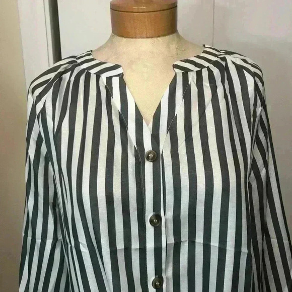 Zeagoo Button Down V Neck Tie Knot Cotton Long Sleeve Casual Blouse Size Medium - Picture 4 of 16